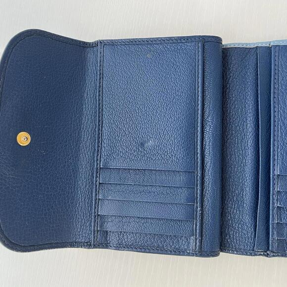 Miu Miu Madras Bicolor Leather Wallet Blue Compact Bifold Zip Coin Purse Auth - Picture 7 of 9